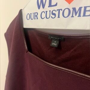 LOFT square neck short sleeve purple shirt with faux leather detail